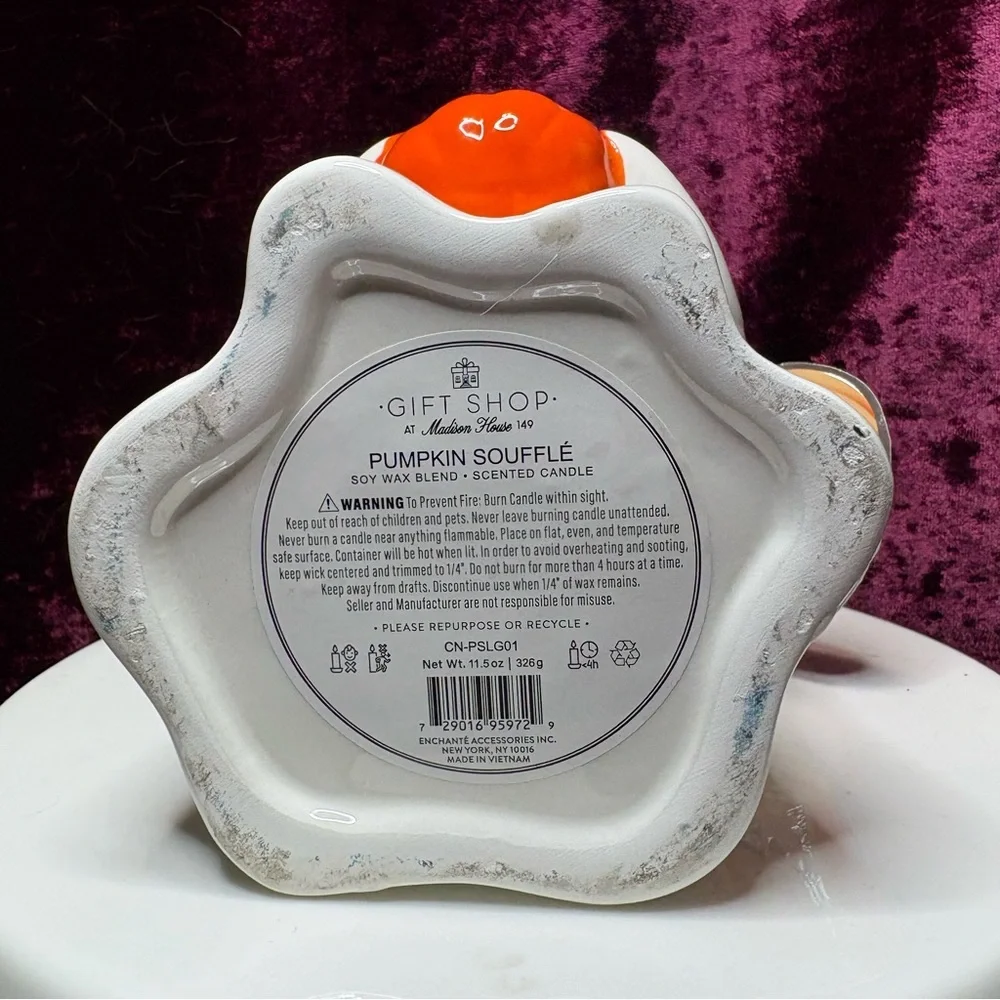 Madison House Halloween Ghost Boo Candle w/Fuzzy Pom Pom Hat&Mini Pumpkin Candle - Picture 11 of 12